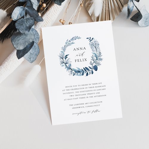 Wild Azure Wreath Wedding Invitation