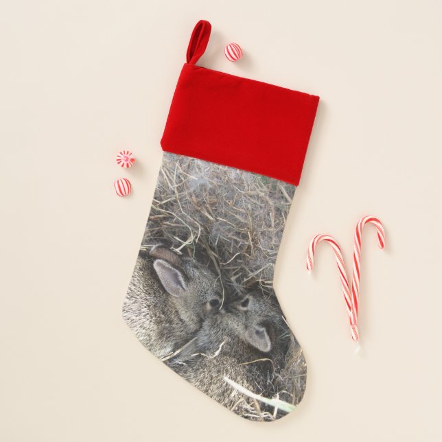 Wild Baby Bunnies Christmas Stocking (Front)