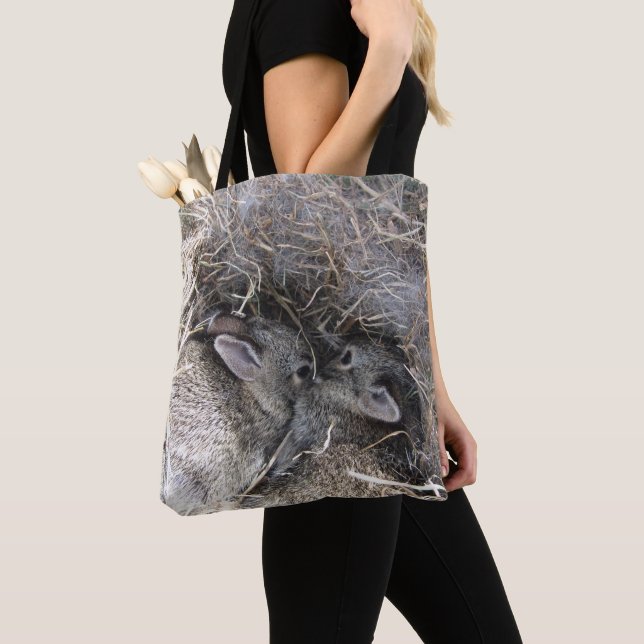 Wild Baby Bunnies Tote Bag (Close Up)