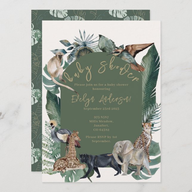 Wild Baby Shower Invitation (Front/Back)