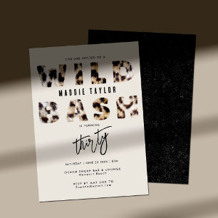Wild Bash Leopard Fur Letters 30th Birthday Party Invitation