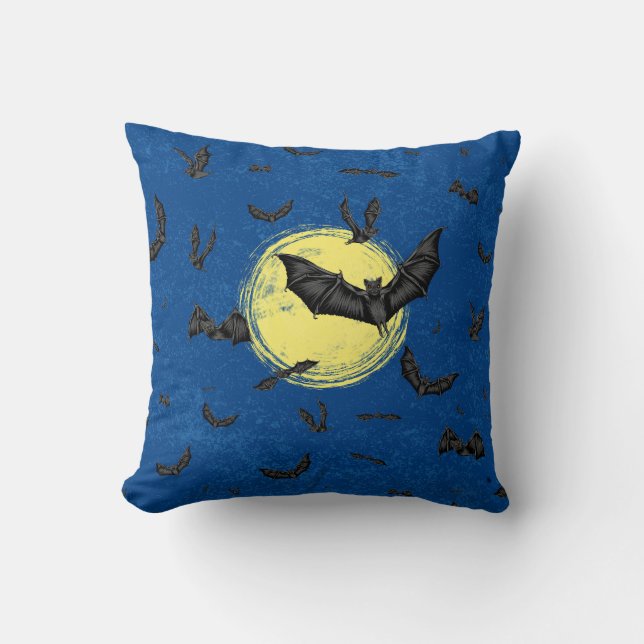 Wild Bat Swarm Throw Pillow (Front)