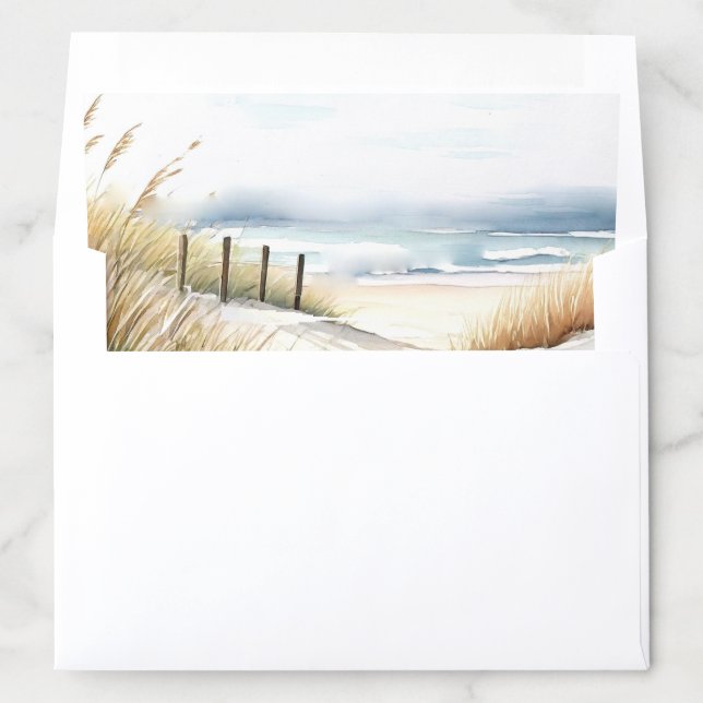 Wild Beach Fence Ocean Grass Art Elegant Wedding Envelope Liner (In Envelope)
