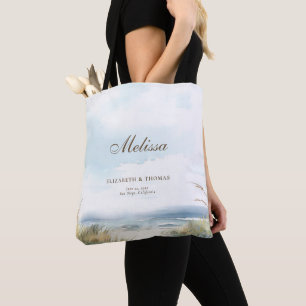 Wild Beach Fence Ocean Grass Chic Elegant Wedding Tote Bag