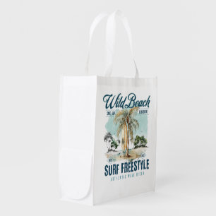 Wild Beach – Surf Freestyle Retro Beach Grocery Bag