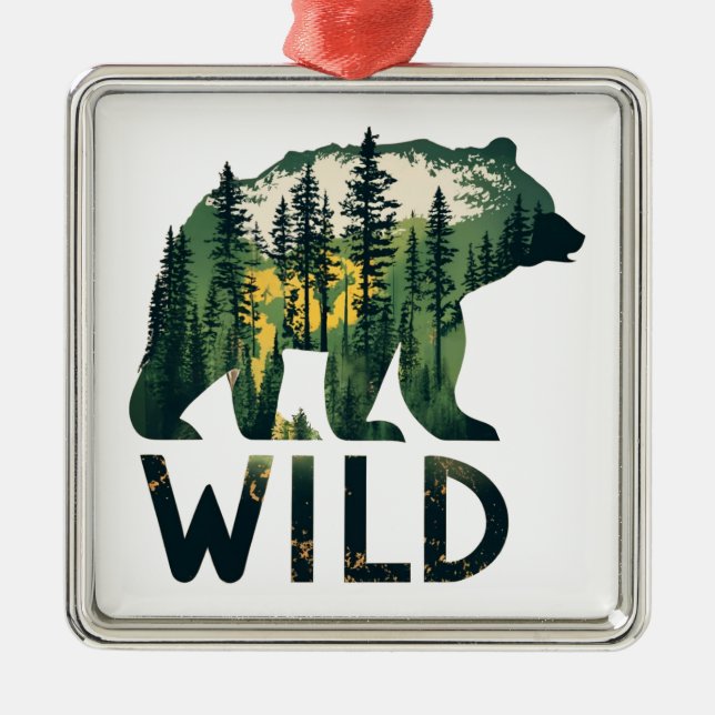 Wild Bear Outdoors Nature Metal Ornament (Front)