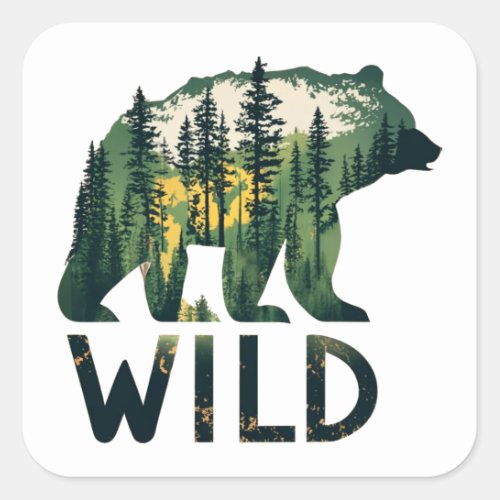 Wild Bear Outdoors Nature Square Sticker