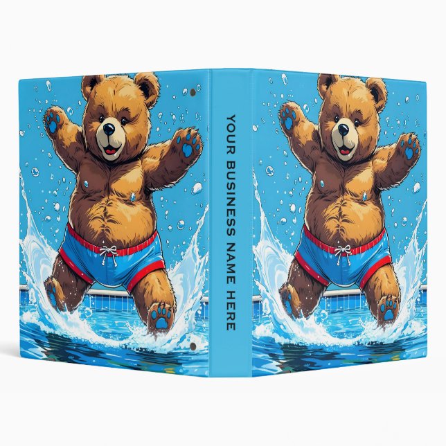 Wild Bear Summer Vintage Pool  3 Ring Binder (Background)