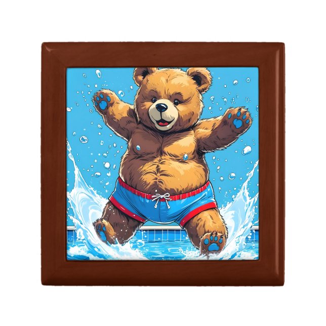 Wild Bear Summer Vintage Pool  Gift Box (Front)