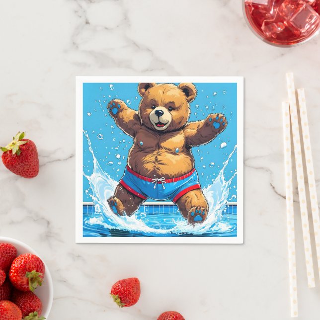 Wild Bear Summer Vintage Pool  Napkins (Insitu)