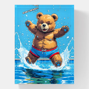 Wild Bear Summer Vintage Pool  Paperweight