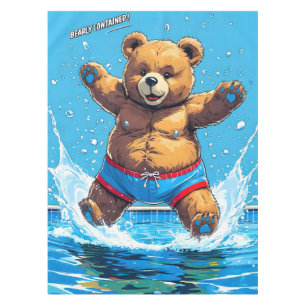 Wild Bear Summer Vintage Pool Tablecloth
