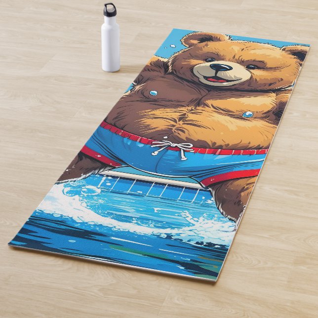 Wild Bear Summer Vintage Pool  Yoga Mat (In Situ)