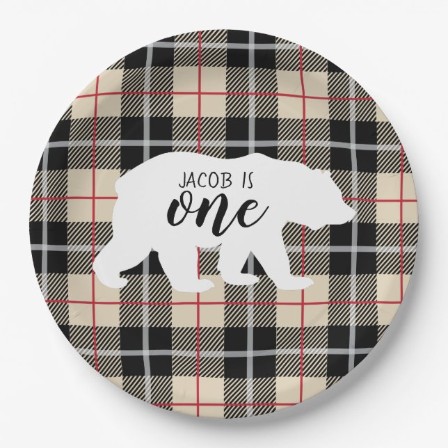 Wild Bear Thompson Camel 1st Birthday Party Paper Plates (Front)