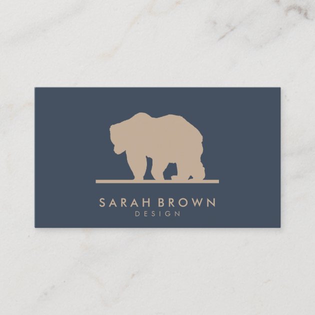 Wild Bear Walking navy Business Card