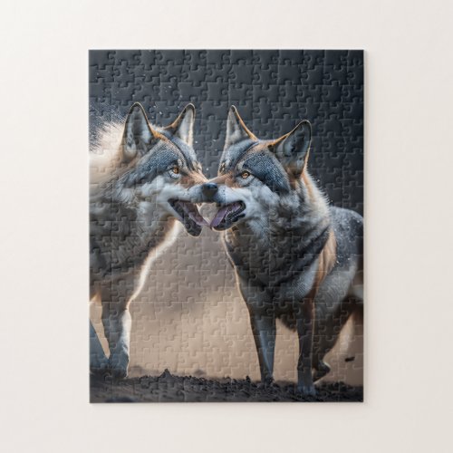 Wild Beautiful Wolves Fighting Jigsaw Puzzle