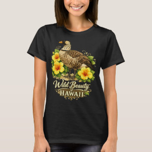 Wild Beauty Hawaiian Goose And Golden Hibiscus T-Shirt