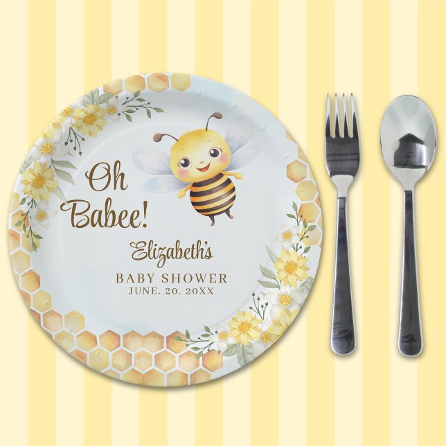 Wild Bee Baby shower Gender Neutral Paper Plates (Creator Uploaded)