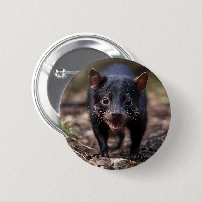 Wild Beginnings: The Young Tasmanian Devil Button (Front & Back)