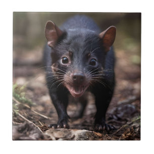Wild Beginnings: The Young Tasmanian Devil Ceramic Tile