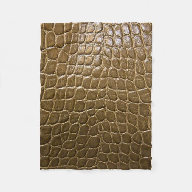 wild beige brown alligator crocodile  leather fleece blanket (Front)