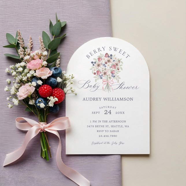 Wild Berry Floral Bouquet Berry Sweet Baby Shower Invitation (Wild Berry Floral Bouquet Berry Sweet Baby Shower Invitation)
