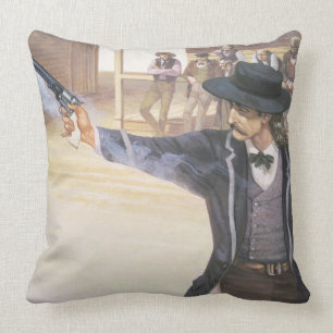 'Wild Bill' Hickok (1837-76) demonstrates his mark Throw Pillow