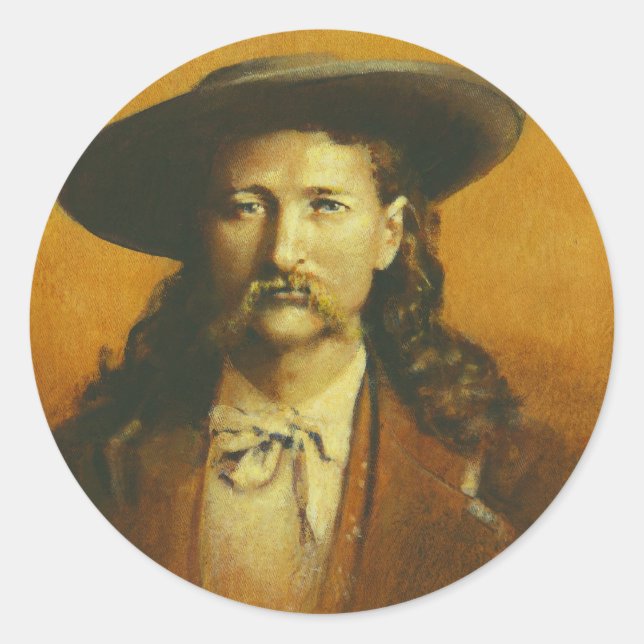 Wild Bill Hickok Illustration Classic Round Sticker (Front)