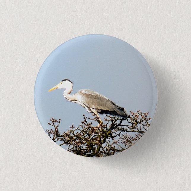 WILD BIRD HERON    BUTTON (Front)