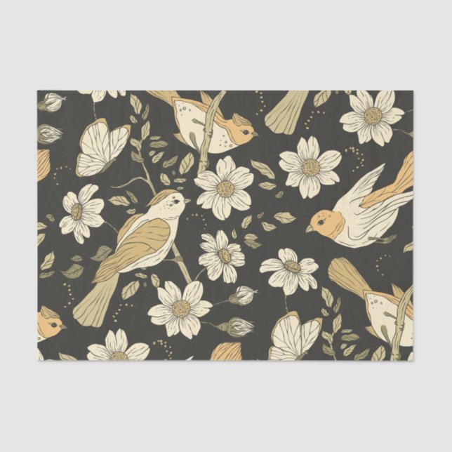 Wild Birds and Flowers Nature  Tissue Paper (Front)