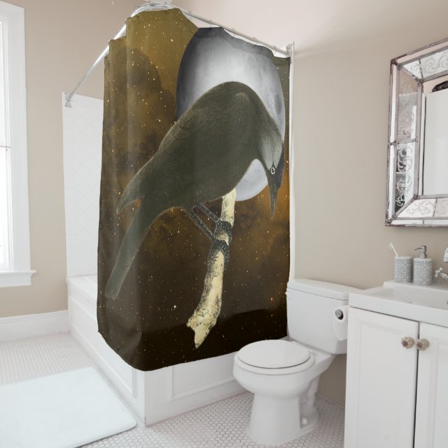 Wild Birds Art - Moon Raven  Shower Curtain (In Situ)