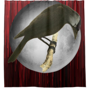 Wild Birds Art - The Moon Raven Shower Curtain