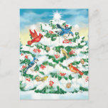 Wild Birds In Nature With Starlit Christmas Tree Holiday Postcard at Zazzle
