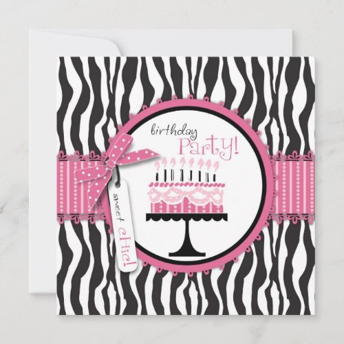 Wild Birthday Cake Card Square Pink Custom Announcement