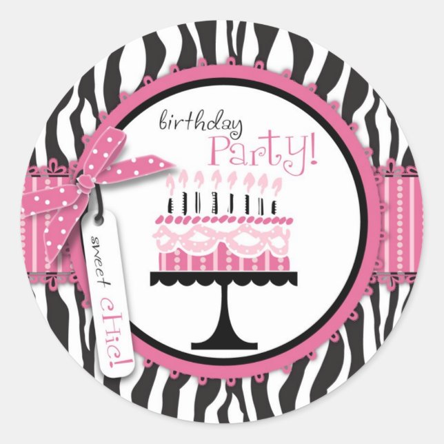 Wild Birthday Cake Sticker Pink (Front)