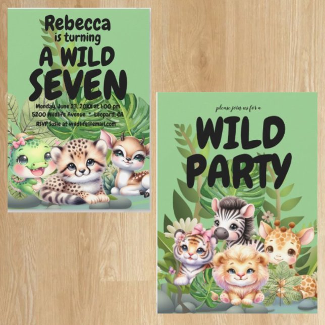 Wild Birthday Party 2-Sided Invitations (Creator Uploaded)