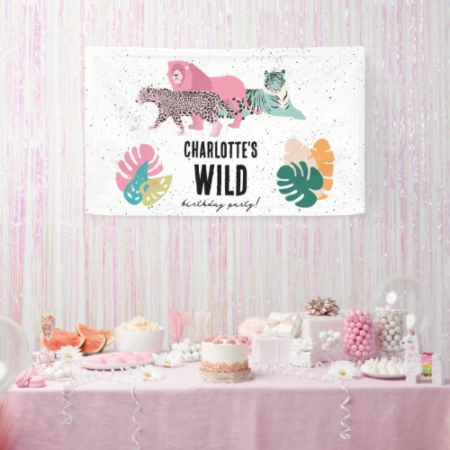 Wild Birthday Party Jungle Animals Kids Birthday Banner