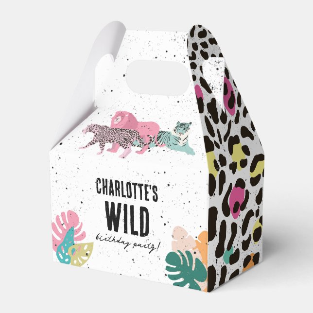 Wild Birthday Party Jungle Animals Kids Birthday Favor Boxes (Front Side)
