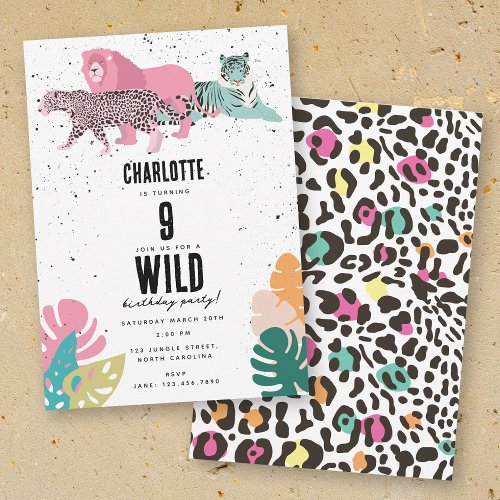 Wild Birthday Party Jungle Animals Kids Birthday Invitation