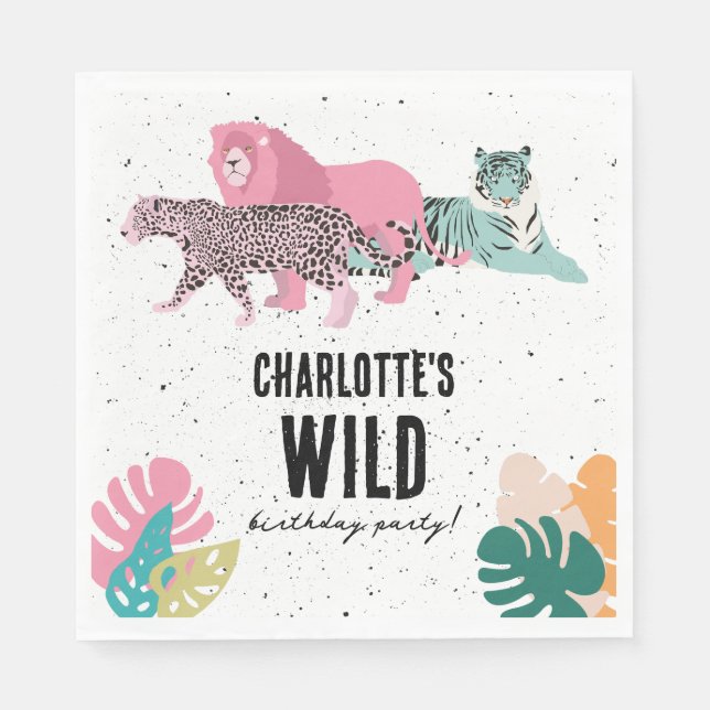 Wild Birthday Party Jungle Animals Kids Birthday Napkins (Front)