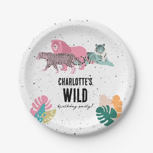 Wild Birthday Party Jungle Animals Kids Birthday Paper Plates (Front)