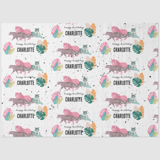 Wild Birthday Party Jungle Animals Kids Birthday Tissue Paper (Front)