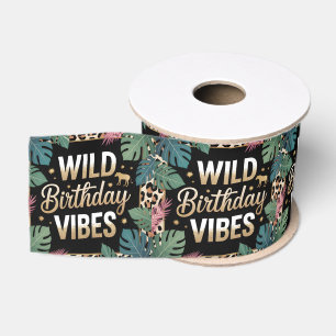 Wild Birthday Vibes Graphic: Jungle Theme Grosgrain Ribbon
