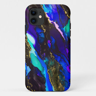 Wild Black and Purple Alcohol Ink Painting iPhone 11 Case