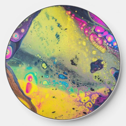 Wild Black and Yellow Acyrlic Fluid Art Wireless Charger