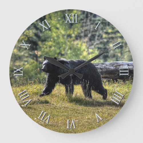 Wild Black Bear  Canadian Forest Photo Art Large Clock