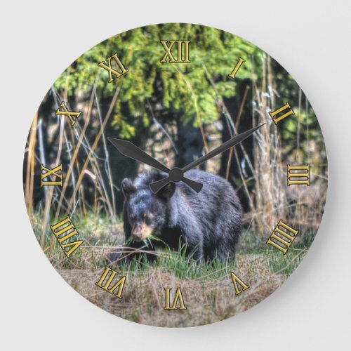 Wild Black Bear Cub  Forest Wildlife Photo Clock