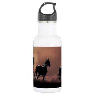 Wild black beauty horses water bottle