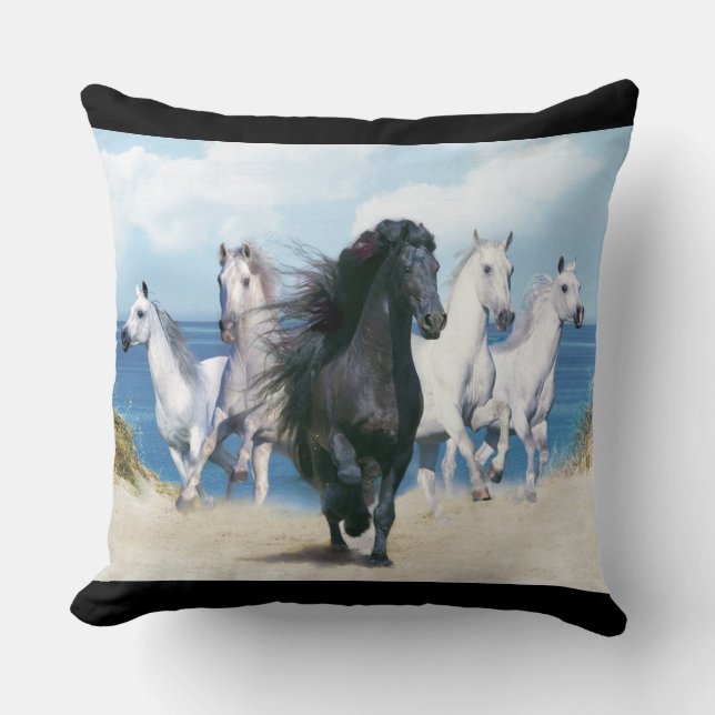 Wild Black Beauty Throw Pillow (Front)