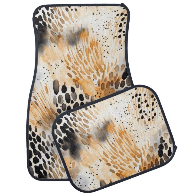Wild Black Cream Leopard Animal   Car Floor Mat (Set)